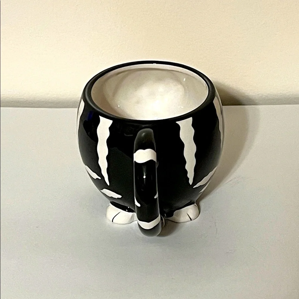 Pier1. Black and White Chubby Cat Mug. Hand Painted. NWOT